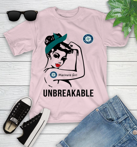 MLB Seattle Mariners Girl Unbreakable Baseball Sports Youth T-Shirt 7