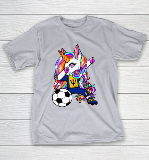 Dabbing Unicorn Barbados Soccer Fans Jersey Flag Football T-Shirt 6