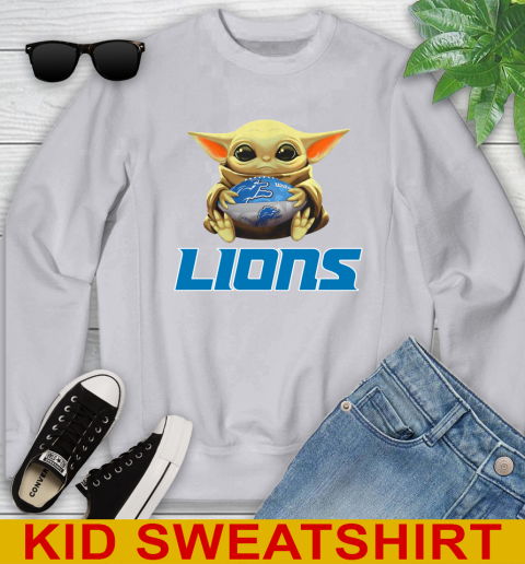 NFL Football Detroit Lions Baby Yoda Star Wars Shirt Youth Sweatshirt 4