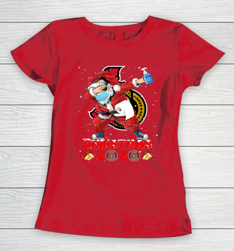 Ottawa Senators Funny Santa Claus Dabbing Christmas 2020 NHL Women's T-Shirt 9