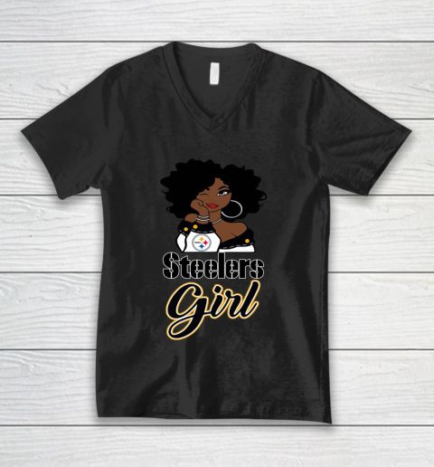 Pittsburgh Steelers Girl NFL V-Neck T-Shirt