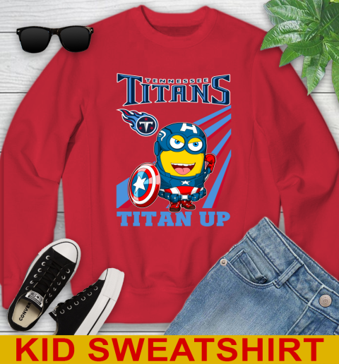 NFL Football Tennessee Titans Captain America Marvel Avengers Minion Titan Up Shirt Youth Sweatshirt 7