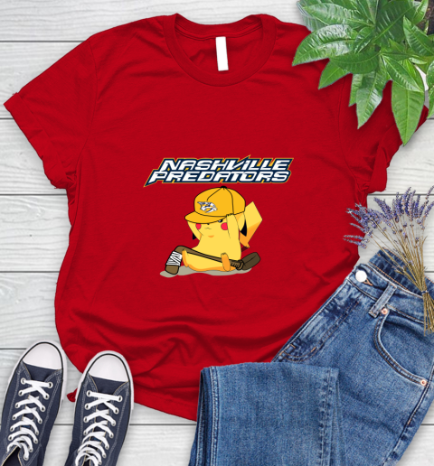 NHL Pikachu Hockey Sports Nashville Predators Women's T-Shirt 9
