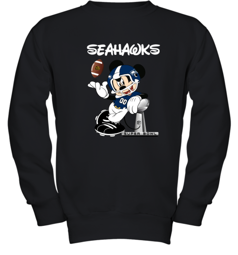 Mickey Seahawks Taking The Super Bowl Trophy Football Youth Sweatshirt