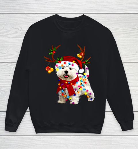 Santa westie dog gorgeous reindeer Light Christmas Youth Sweatshirt