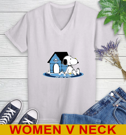 MLB Baseball Tampa Bay Rays Snoopy The Peanuts Movie Shirt Women's V-Neck T-Shirt