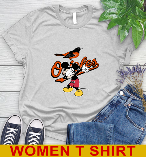 Baltimore Orioles MLB Baseball Dabbing Mickey Disney Sports Women's T-Shirt