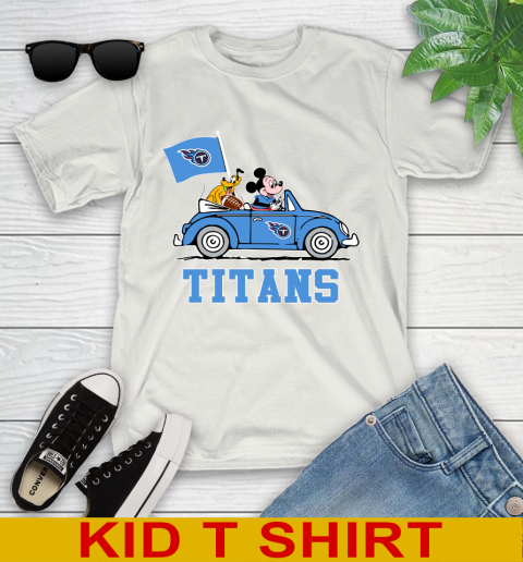 NFL Football Tennessee Titans Pluto Mickey Driving Disney Shirt Youth T-Shirt 12