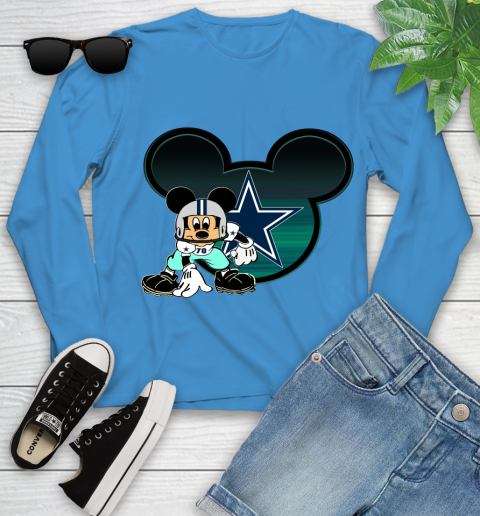 NFL Dallas Cowboys Mickey Mouse Disney Football T Shirt Youth Long Sleeve 7