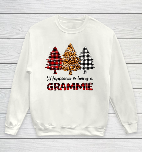 Happiness is being a Grammie Leopard plaid Christmas tree Youth Sweatshirt