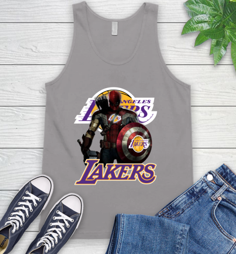 Los Angeles Lakers NBA Basketball Captain America Thor Spider Man Hawkeye Avengers Tank Top 4