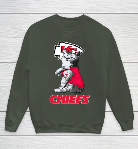 NFL Football My Cat Loves Kansas City Chiefs Youth Sweatshirt 8