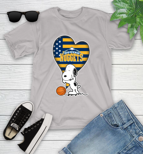 Denver Nuggets NBA Basketball The Peanuts Movie Adorable Snoopy Youth T-Shirt 12