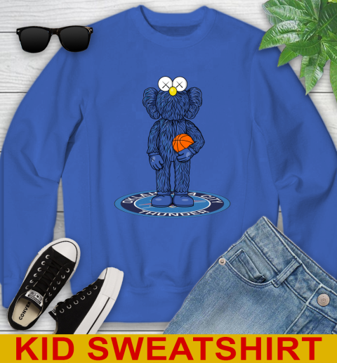 NBA Basketball Oklahoma City Thunder Kaws Bff Blue Figure Shirt Youth Sweatshirt 7