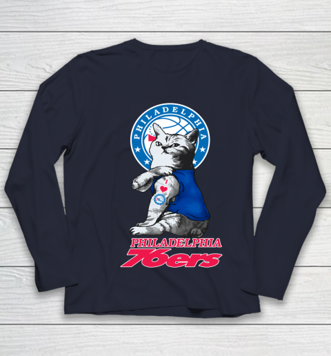 NBA Basketball My Cat Loves Philadelphia 76ers Youth Long Sleeve 3 NBA Basketball My Cat Loves Philadelphia 76ers Youth Long Sleeve - Image 3