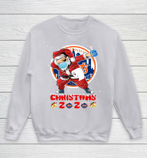 New York Mets Funny Santa Claus Dabbing Christmas 2020 MLB Youth Sweatshirt 3