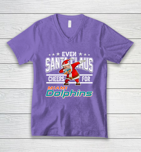 Miami Dolphins Even Santa Claus Cheers For Christmas NFL V-Neck T-Shirt 8