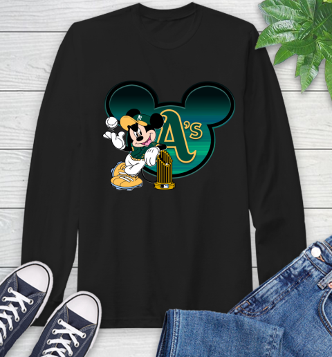 MLB Oakland Athletics The Commissioner's Trophy Mickey Mouse Disney Long Sleeve T-Shirt 2