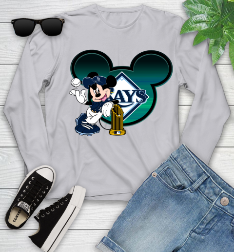 MLB Tampa Bay Rays The Commissioner's Trophy Mickey Mouse Disney Youth Long Sleeve 5