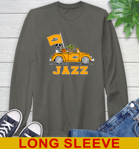 NBA Basketball Utah Jazz Darth Vader Baby Yoda Driving Star Wars Shirt Long Sleeve T-Shirt 8