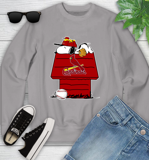 MLB St.Louis Cardinals Snoopy Woodstock The Peanuts Movie Baseball T Shirt Youth Sweatshirt 4
