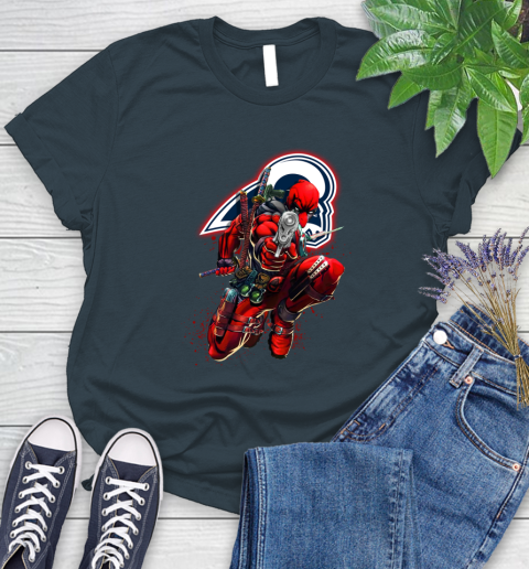 NFL Deadpool Marvel Comics Sports Football Los Angeles Rams Women's T-Shirt 8