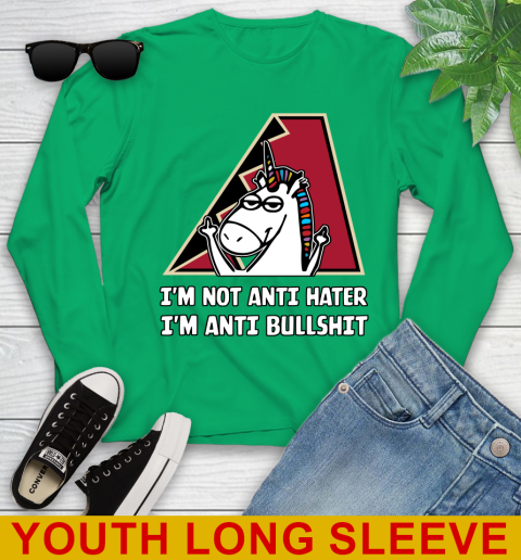 Arizona Diamondbacks MLB Baseball Unicorn I'm Not Anti Hater I'm Anti Bullshit Youth Long Sleeve 7