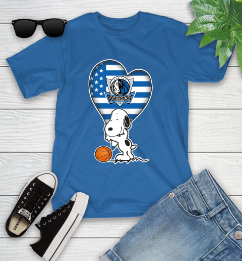 Dallas Mavericks NBA Basketball The Peanuts Movie Adorable Snoopy Youth T-Shirt 9