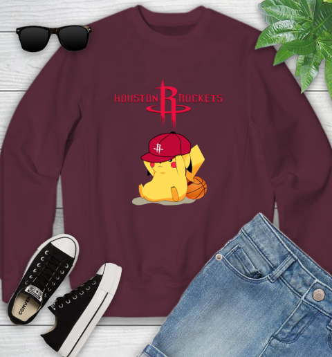 NBA Pikachu Basketball Sports Houston Rockets Youth Sweatshirt 5