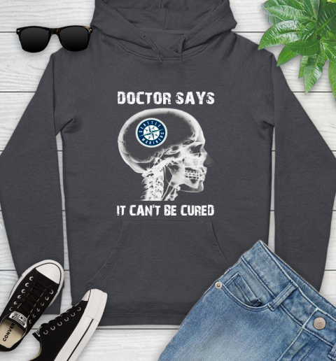 MLB Seattle Mariners Baseball Skull It Can't Be Cured Shirt Youth Hoodie 8