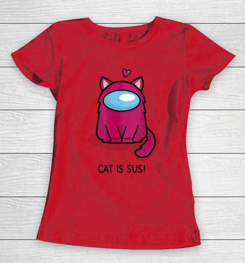 Among Us Game Shirt Cute Cat Astronaut Among me or us Nerdy Girl Gamer Women's T-Shirt 7