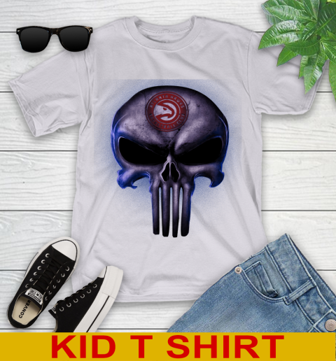 Atlanta Hawks NBA Basketball Punisher Skull Sports Youth T-Shirt 4