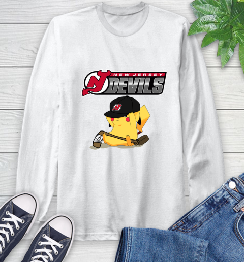 NHL Pikachu Hockey Sports New Jersey Devils Long Sleeve T-Shirt