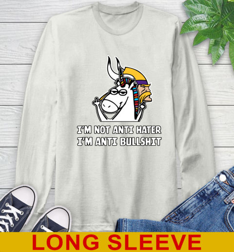 Minnesota Vikings NFL Football Unicorn I'm Not Anti Hater I'm Anti Bullshit Long Sleeve T-Shirt 12