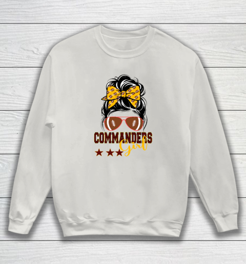 Retro Commanders Girl Messy Bun Sports Fan Team Matching Sweatshirt 8