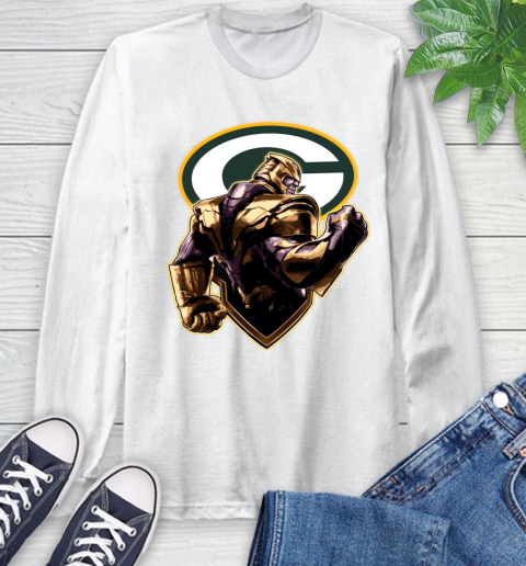 NFL Thanos Avengers Endgame Football Sports Green Bay Packers Long Sleeve T-Shirt