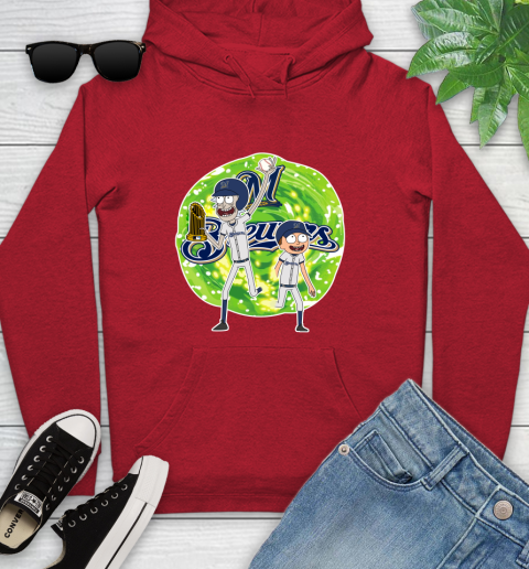 MLB Milwaukee Brewers Rick And Morty Commissioner's Trophy Baseball Sports Youth Hoodie 11