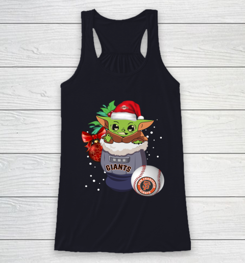 San Francisco Giants Christmas Baby Yoda Star Wars Funny Happy MLB Racerback Tank 8