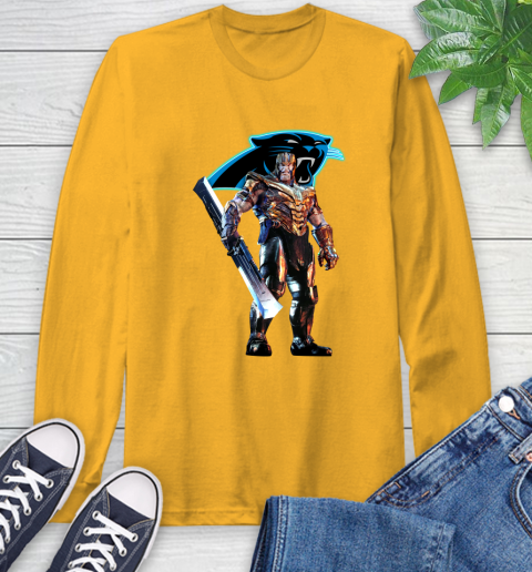 NFL Thanos Gauntlet Avengers Endgame Football Carolina Panthers Long Sleeve T-Shirt 3