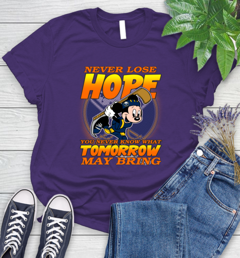 Buffalo Sabres NHL Hockey ootball Mickey Disney Never Lose Hope Women's T-Shirt 4