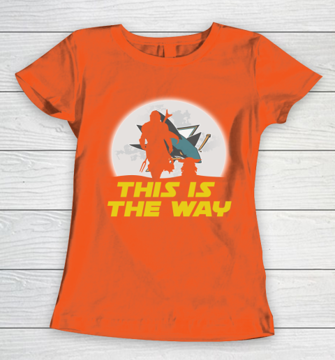 San Jose Sharks NHL Ice Hockey Star Wars Yoda And Mandalorian This Is The Way Women's T-Shirt 3