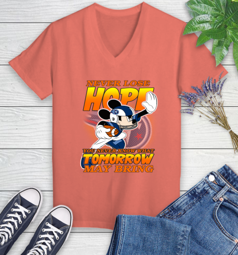 Tennessee Titans NFL Football Mickey Disney Never Lose Hope Women's V-Neck T-Shirt 6