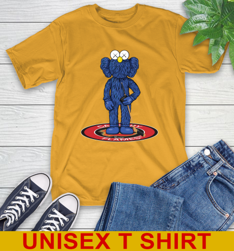 NHL Hockey Calgary Flames Kaws Bff Blue Figure Shirt T-Shirt - Image 4