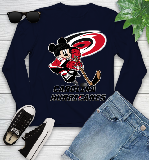 NHL Carolina Hurricanes Mickey Mouse Disney Hockey T Shirt Youth Long Sleeve 3