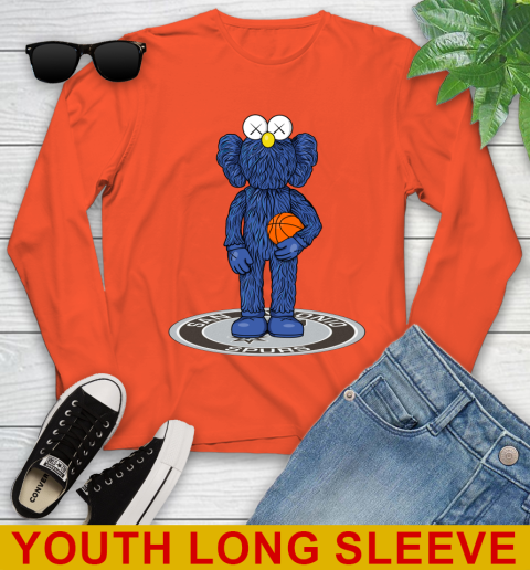 NBA Basketball San Antonio Spurs Kaws Bff Blue Figure Shirt Youth Long Sleeve 4