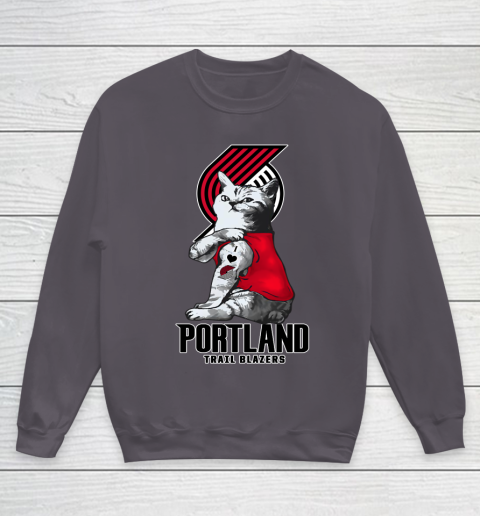 NBA Basketball My Cat Loves Portland Trail Blazers Youth Sweatshirt 5