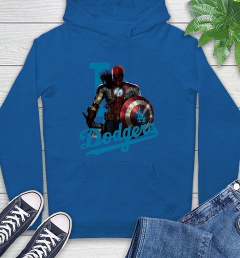 MLB Captain America Thor Spider Man Hawkeye Avengers Endgame Baseball Los Angeles Dodgers Hoodie 9