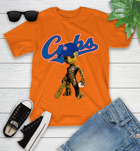 MLB Chicago Cubs Groot Guardians Of The Galaxy Baseball Youth T-Shirt 7