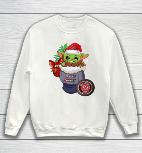 New Jersey Devils Christmas Baby Yoda Star Wars Funny Happy NHL Sweatshirt 2
