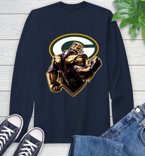 NFL Thanos Avengers Endgame Football Sports Green Bay Packers Long Sleeve T-Shirt 4